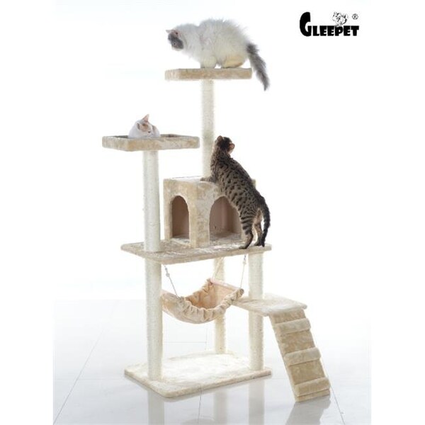 Petpride GleePet 57 in. Cat Tree Beige W Ramp PE615686 - main